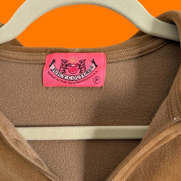 00's vintage tan velour y2k track jacket Petite XS juicy couture - Picture 7 of 8